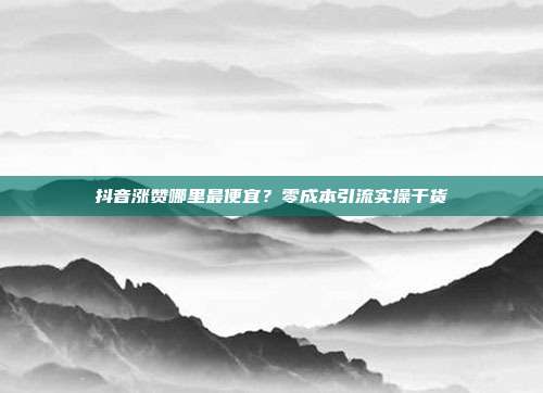 抖音涨赞哪里最便宜？零成本引流实操干货