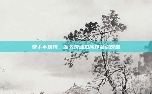 快手不投钱，怎么快速拉高作品点赞量