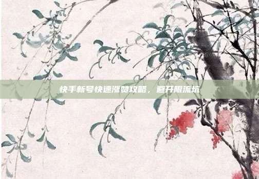快手新号快速涨赞攻略,避开限流坑