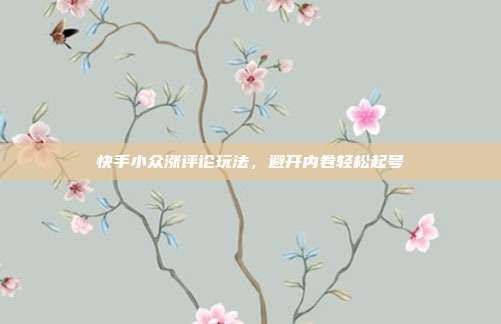 快手小众涨评论玩法,避开内卷轻松起号