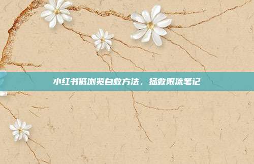 小红书低浏览自救方法,拯救限流笔记