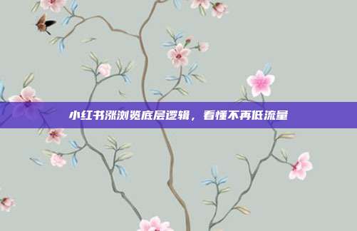小红书涨浏览底层逻辑,看懂不再低流量
