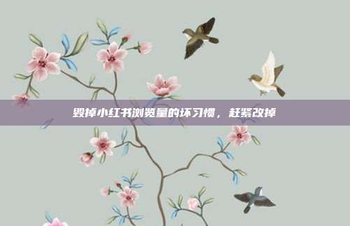 毁掉小红书浏览量的坏习惯,赶紧改掉