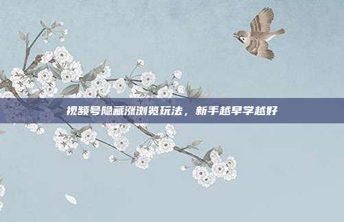视频号隐藏涨浏览玩法，新手越早学越好