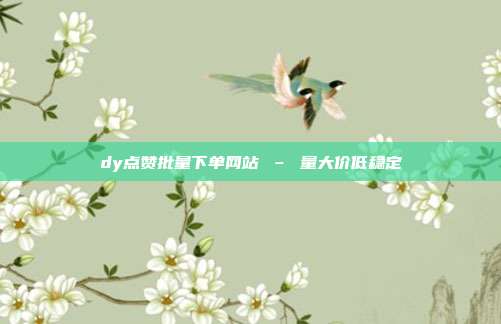 dy点赞批量下单网站 – 量大价低稳定