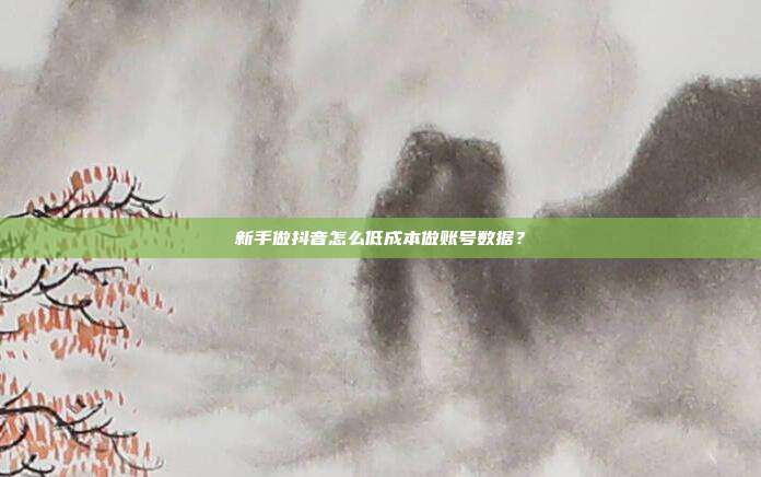 新手做抖音怎么低成本做账号数据？