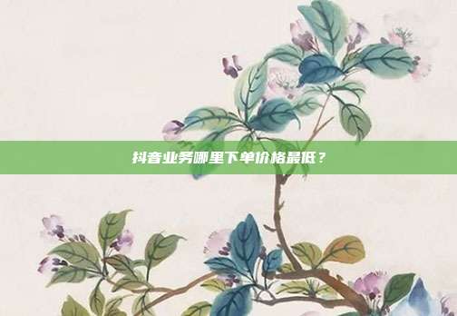抖音业务哪里下单价格最低？
