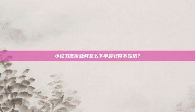 小红书低价业务怎么下单最划算不踩坑？