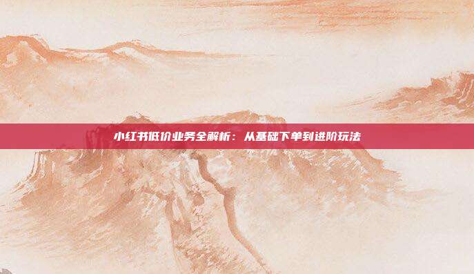小红书低价业务全解析：从基础下单到进阶玩法