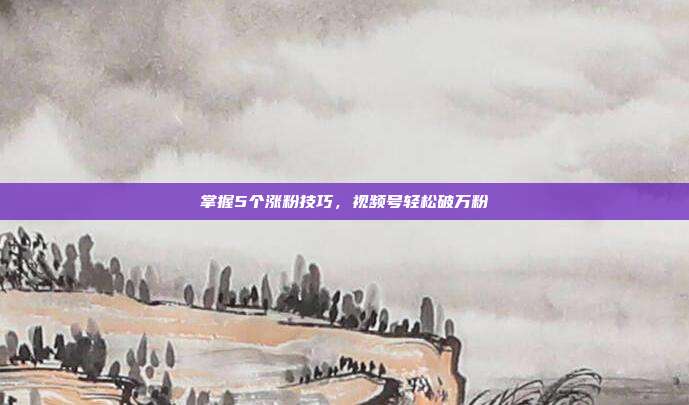 掌握5个涨粉技巧，视频号轻松破万粉