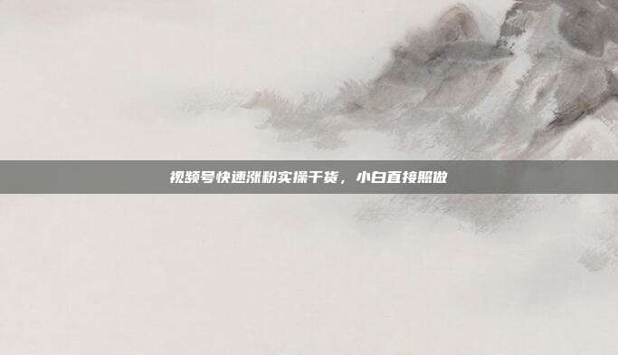 视频号快速涨粉实操干货，小白直接照做