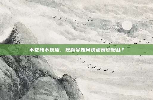 不花钱不投流,视频号如何快速暴涨粉丝?
