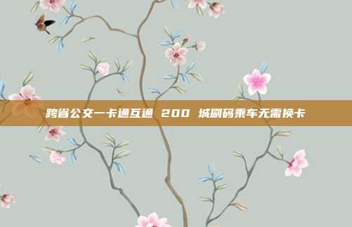 跨省公交一卡通互通 200 城刷码乘车无需换卡