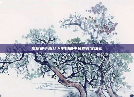 揭秘快手粉丝下单自助平台的真实体验