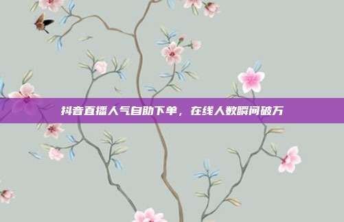 抖音直播人气自助下单,在线人数瞬间破万