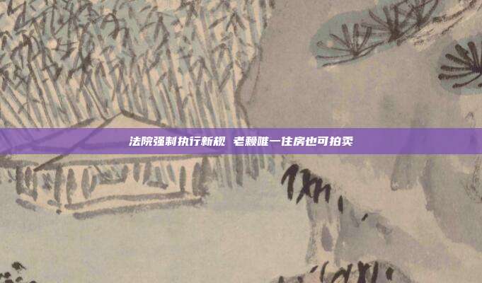 法院强制执行新规 老赖唯一住房也可拍卖