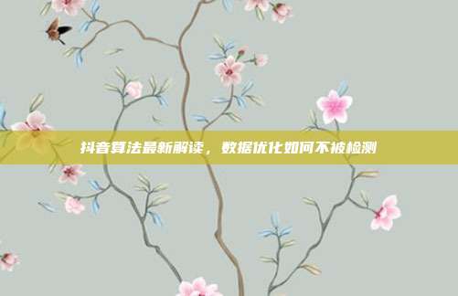 抖音算法最新解读,数据优化如何不被检测