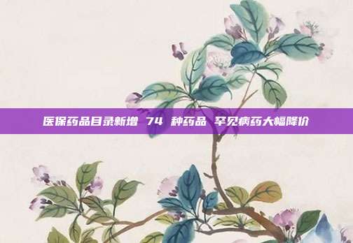 医保药品目录新增 74 种药品 罕见病药大幅降价