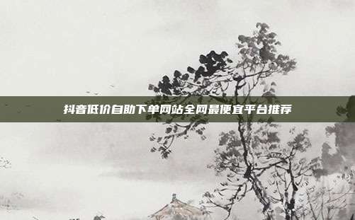 抖音低价自助下单网站全网最便宜平台推荐