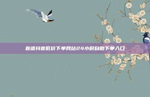 靠谱抖音低价下单网站24小时自助下单入口