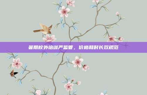 暑期校外培训严监管,价格和时长双规范