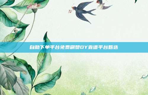 自助下单平台免费刷赞DY靠谱平台甄选