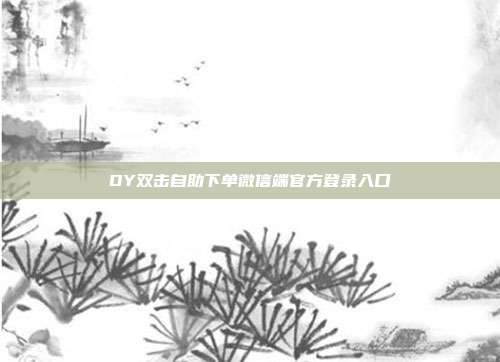 DY双击自助下单微信端官方登录入口