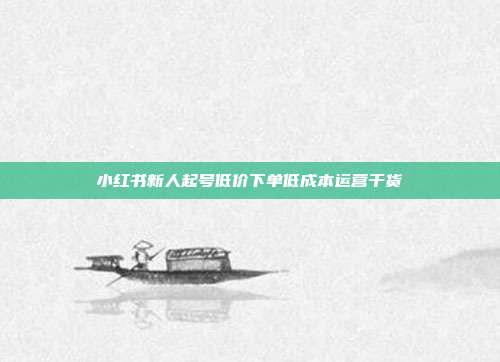小红书新人起号低价下单低成本运营干货