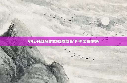 小红书低成本做数据低价下单渠道解析
