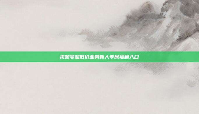 视频号超低价业务新人专属福利入口