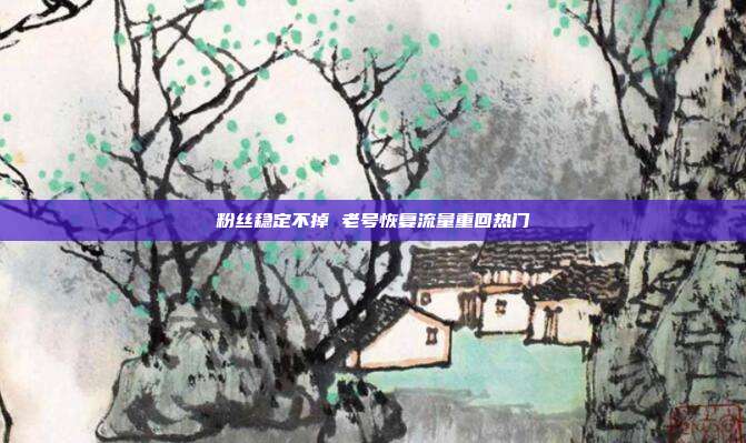 粉丝稳定不掉 老号恢复流量重回热门