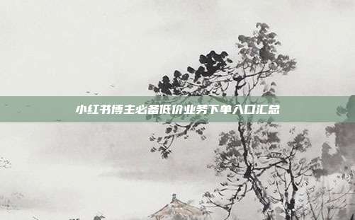 小红书博主必备低价业务下单入口汇总