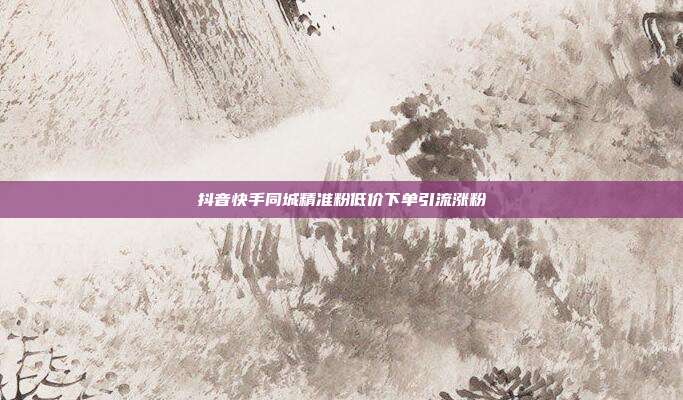 抖音快手同城精准粉低价下单引流涨粉