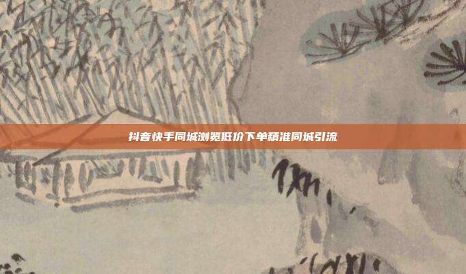抖音快手同城浏览低价下单精准同城引流