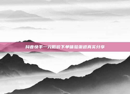 抖音快手一元低价下单体验渠道真实分享