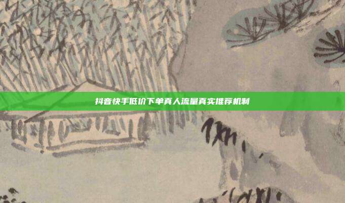 抖音快手低价下单真人流量真实推荐机制