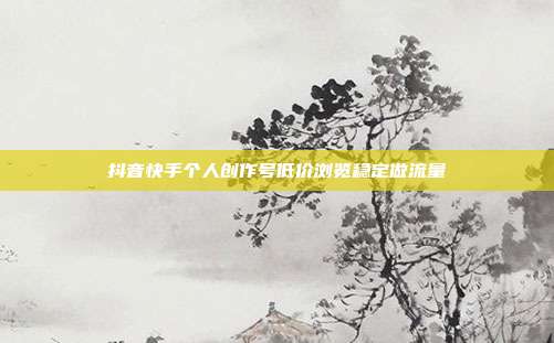 抖音快手个人创作号低价浏览稳定做流量
