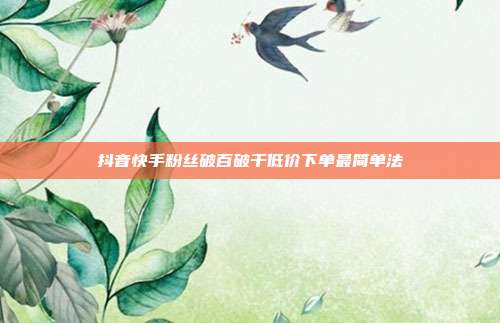 抖音快手粉丝破百破千低价下单最简单法