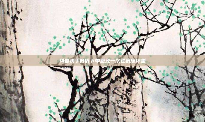 抖音快手低价下单避免一次性暴涨掉量