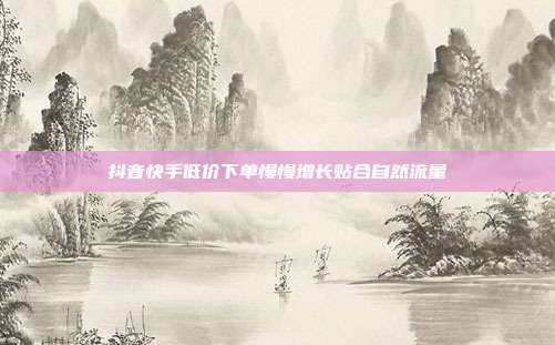 抖音快手低价下单慢慢增长贴合自然流量