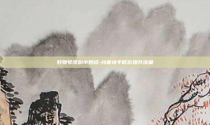 好物号涨粉小妙招-抖音快手低价提升流量