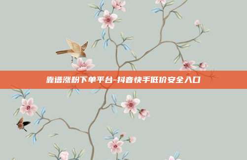 靠谱涨粉下单平台-抖音快手低价安全入口