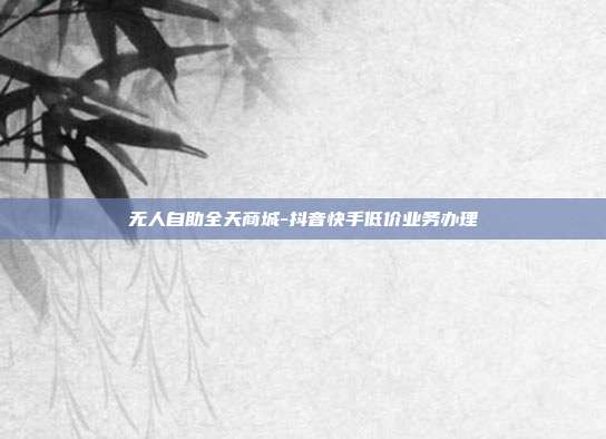 无人自助全天商城-抖音快手低价业务办理