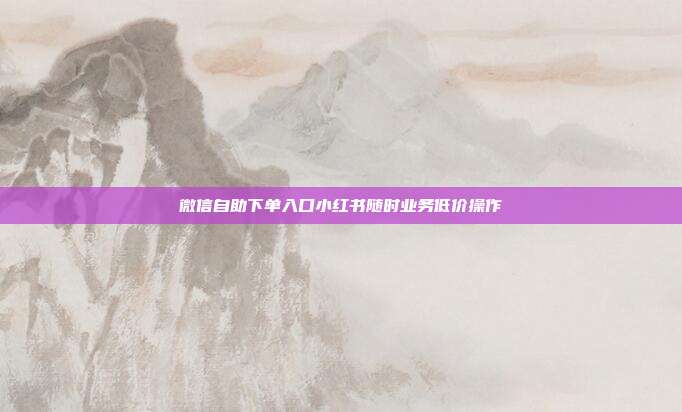 微信自助下单入口小红书随时业务低价操作