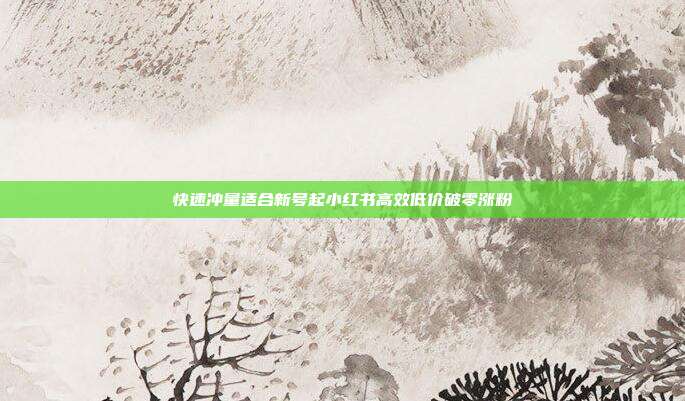 快速冲量适合新号起小红书高效低价破零涨粉