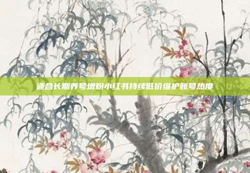 适合长期养号增粉小红书持续低价维护账号热度