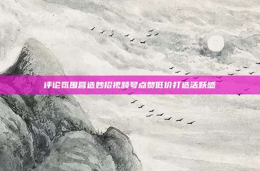 评论氛围营造妙招视频号点赞低价打造活跃感