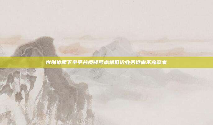 辨别优质下单平台视频号点赞低价业务远离不良商家