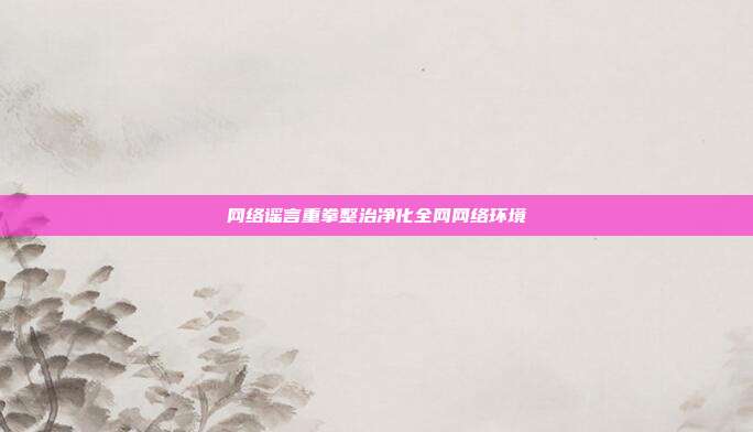 网络谣言重拳整治净化全网网络环境