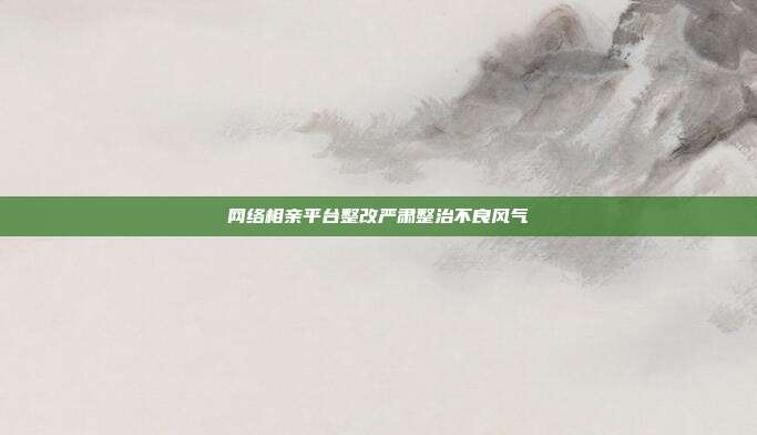 网络相亲平台整改严肃整治不良风气
